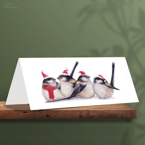 Long-tailed Tit Christmas Card, Christmas Cards, Animal Cards, Cute Greeting Cards, Bird Card, Christmas Cards, Holiday Cards