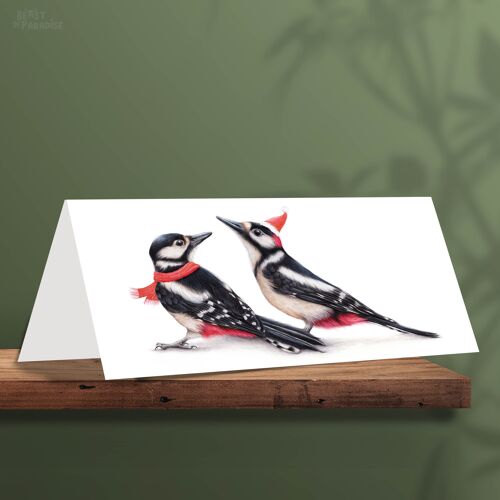 Woodpeckers Christmas Card, Christmas Cards, Animal Cards, Cute Greeting Cards, Bird Card, Christmas Cards, Holiday Cards