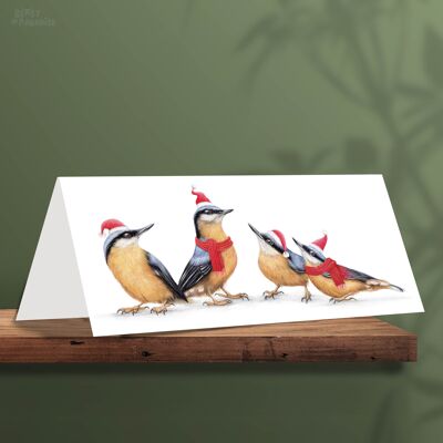 Kleiber-Weihnachtskarte, Weihnachtskarten, Tierkarten, süße Grußkarten, Vogelkarte, Weihnachtskarten, Weihnachtskarten