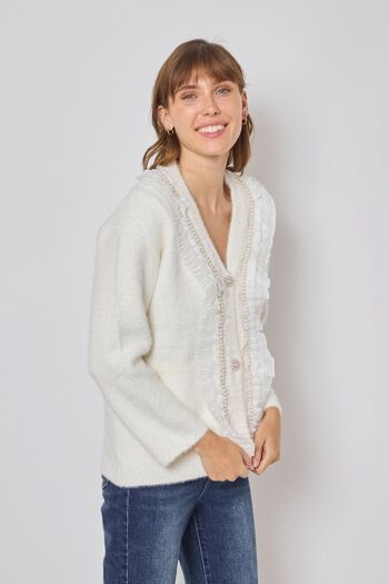 Cardigan doux avec finitions dentelle-FM535 2