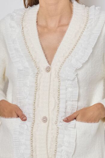 Cardigan doux avec finitions dentelle-FM535 4