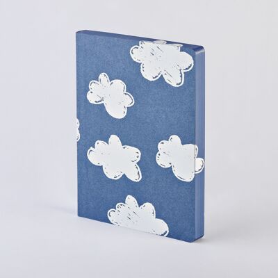 Head In The Clouds - Graphic L | Notebook A5+ | Dotted Journal | 3.5mm dot grid | 256 numbered pages | 120g premium paper | recycled denim material | sustainably produced in Germany