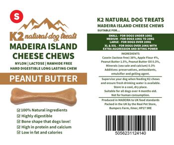 K2 Natural Dog Treats Fromage de l'île de Madère à mâcher au beurre de cacahuète Petit 40 g 3