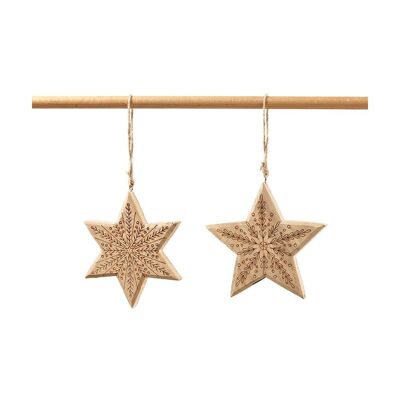 Estrellas decorativas de madera para colgar 11 x11cm x 2 piezas - Decoración navideña