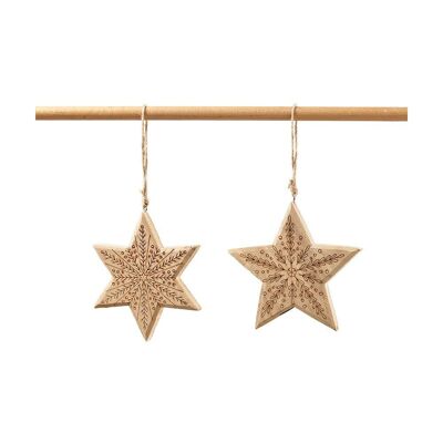 Decorative wooden stars to hang 11 x11cm x 2 pieces - Christmas decoration