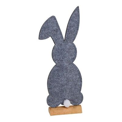 Bunny on a wooden stand made of felt gray (W / H / D) 14x41x5cm