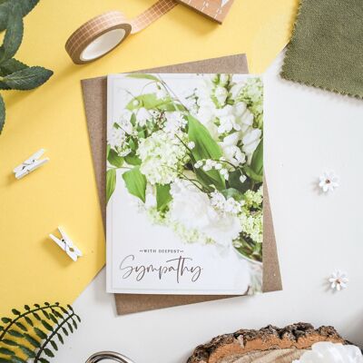 Deepest Sympathy Flowers Foiled Greeting Card