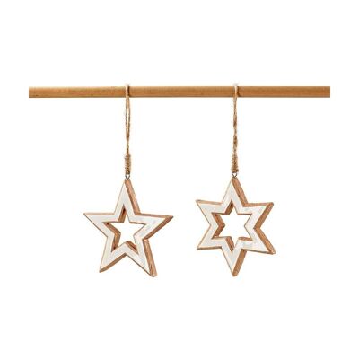 Wooden stars to hang 11 x 1.10 cm x 4 - Christmas decoration