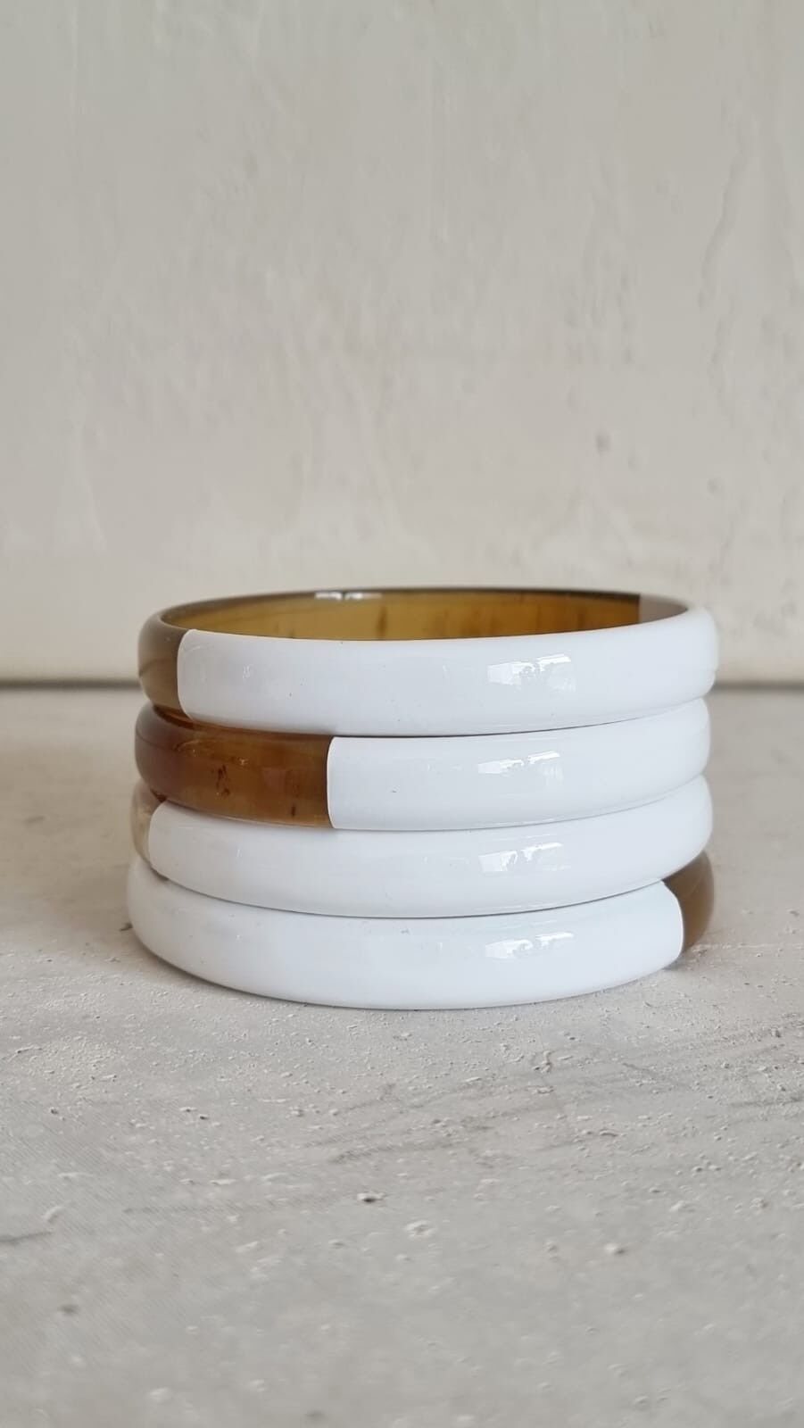 Horn Bangle Bracelet - Duo White - 1 cm