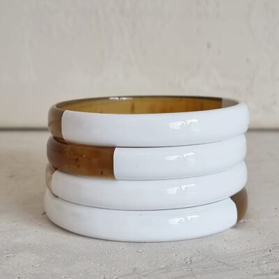 Horn Bangle Bracelet - Duo White - 1 cm