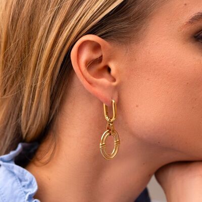 Ayna hoop earrings - double oval ring