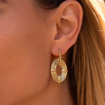 Nida hoop earrings - 4 openwork oval rings