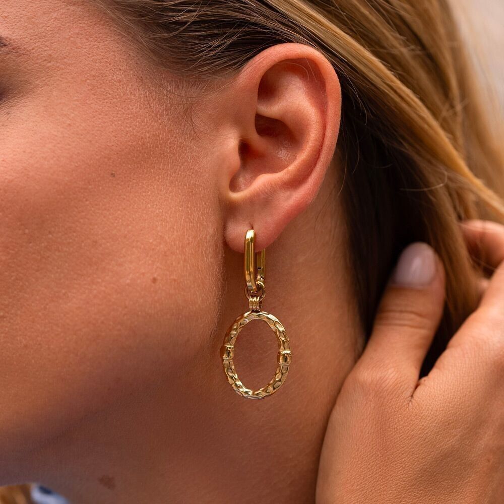 Pendientes de aro Olimpe - anillo ovalado martillado