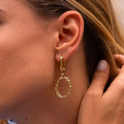 Olimpe hoop earrings - hammered oval ring