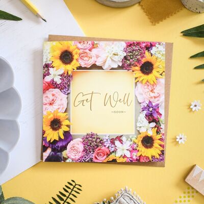 Get Well Soon Floral Foiled Greeting Card
