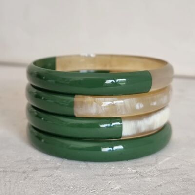 Bracciale rigido in corno - Duo Khaki - 1 cm