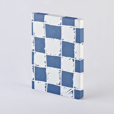 Cheeky Checks - Graphic L | Notizbuch A5+ | Dotted Journal | 3,5mm Punktraster | 256 nummerierte Seiten | 120g Premium-Papier | recyceltes Denim-Material | nachhaltig produziert in Deutschland