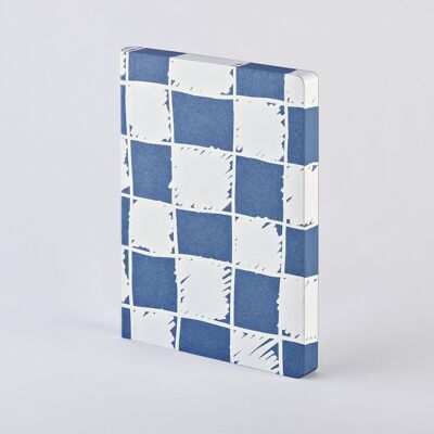 Cheeky Checks - Graphic L | Notebook A5+ | Dotted Journal | 3.5mm dot grid | 256 numbered pages | 120g premium paper | recycled denim material | sustainably produced in Germany