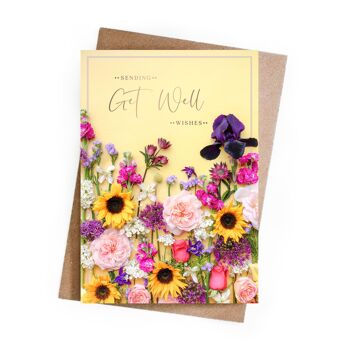 Obtenez de bons vœux carte de vœux florale déjouée 3