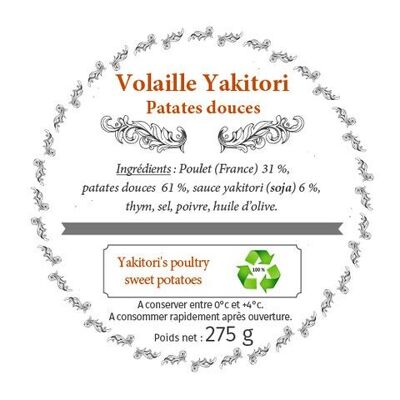 Volaille yakitori, patates douces (bocal en verre / bocaux traditionnels)