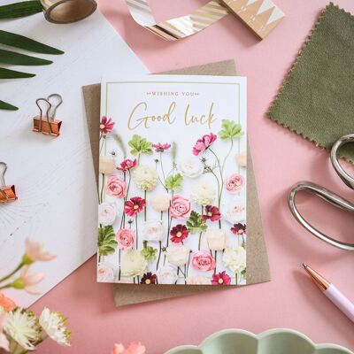 Good Luck Floral Foiled Greeting Card
