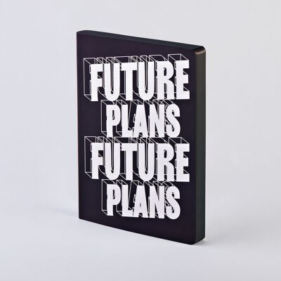 Plans futurs - Graphique L | Carnet A5+ | Journal pointillé | Grille de points de 3,5 mm | 256 pages numérotées | Papier premium 120g | cuir recyclé noir | produit de manière durable en Allemagne