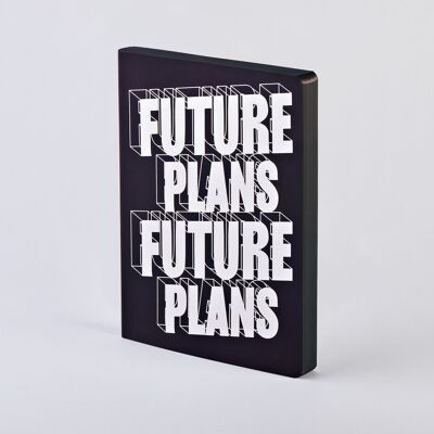 Planes futuros - Gráfico L | Cuaderno A5+ | Diario punteado | Cuadrícula de puntos de 3,5 mm | 256 páginas numeradas | Papel premium de 120 g | cuero reciclado negro | producido de forma sostenible en Alemania