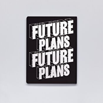 Plans futurs - Graphique L | Carnet A5+ | Journal pointillé | Grille de points de 3,5 mm | 256 pages numérotées | Papier premium 120g | cuir recyclé noir | produit de manière durable en Allemagne 3