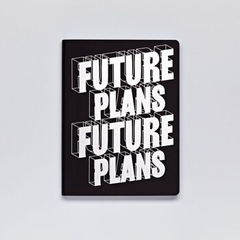 Plans futurs - Graphique L | Carnet A5+ | Journal pointillé | Grille de points de 3,5 mm | 256 pages numérotées | Papier premium 120g | cuir recyclé noir | produit de manière durable en Allemagne 4