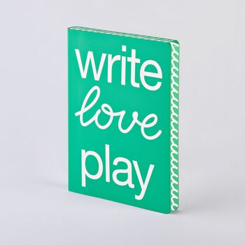 Write Love Play - Graphique L | Carnet A5+ | Journal pointillé | Grille de points de 3,5 mm | 256 pages numérotées | Papier premium 120g | cuir recyclé | produit de manière durable en Allemagne 1