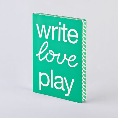 Scrivi Love Play - Grafica L | Quaderno A5+ | Diario punteggiato | Griglia a punti da 3,5 mm | 256 pagine numerate | Carta premium da 120 g | pelle riciclata | prodotto in modo sostenibile in Germania