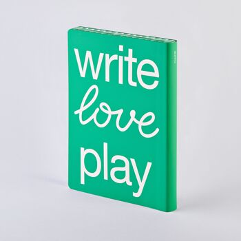Write Love Play - Graphique L | Carnet A5+ | Journal pointillé | Grille de points de 3,5 mm | 256 pages numérotées | Papier premium 120g | cuir recyclé | produit de manière durable en Allemagne 2