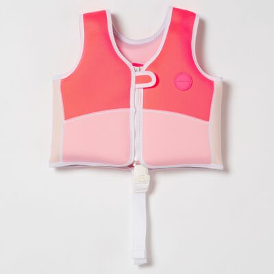 Melody la Sirène Gilet de Bain 2-3 Fraise Néon