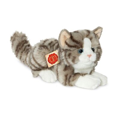 Chat couché gris 20 cm - peluche - peluche