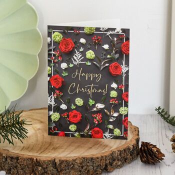 Carte de voeux déjouée florale de joyeux Noël 2