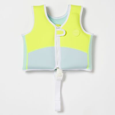 Salty the Shark Swim Vest 2-3 Aqua Neon Yellow