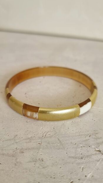 Bracelet Jonc Corne - Modèle Helios by Le Coin Sauvage – Gold - 1 cm 2