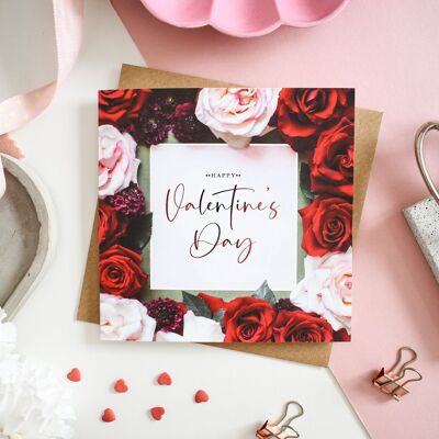 Fröhliche Valentinstag-Grußkarte mit Blumenfolie