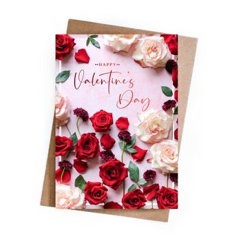 Carte de voeux déjouée de roses joyeuses de la Saint-Valentin 3