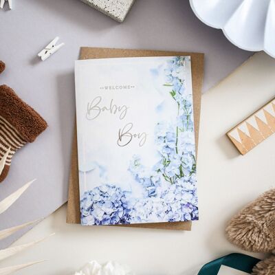 Welcome Baby Boy Foiled Greeting Card