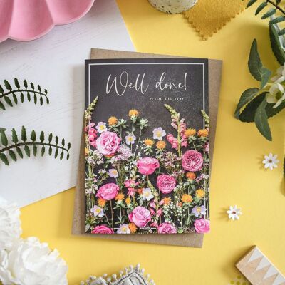 Well Done! Flowers Foiled Greeting Card