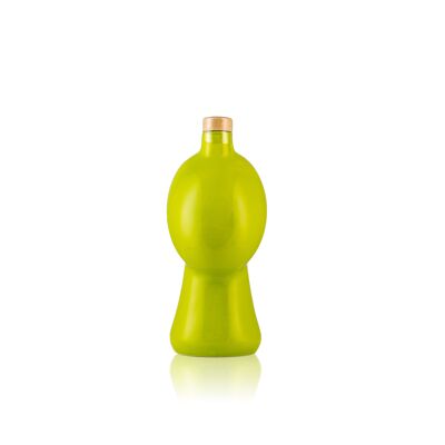 Pot en céramique unicolore vert acide avec huile d'olive extra vierge Cirulli 500 ml - Idée cadeau -