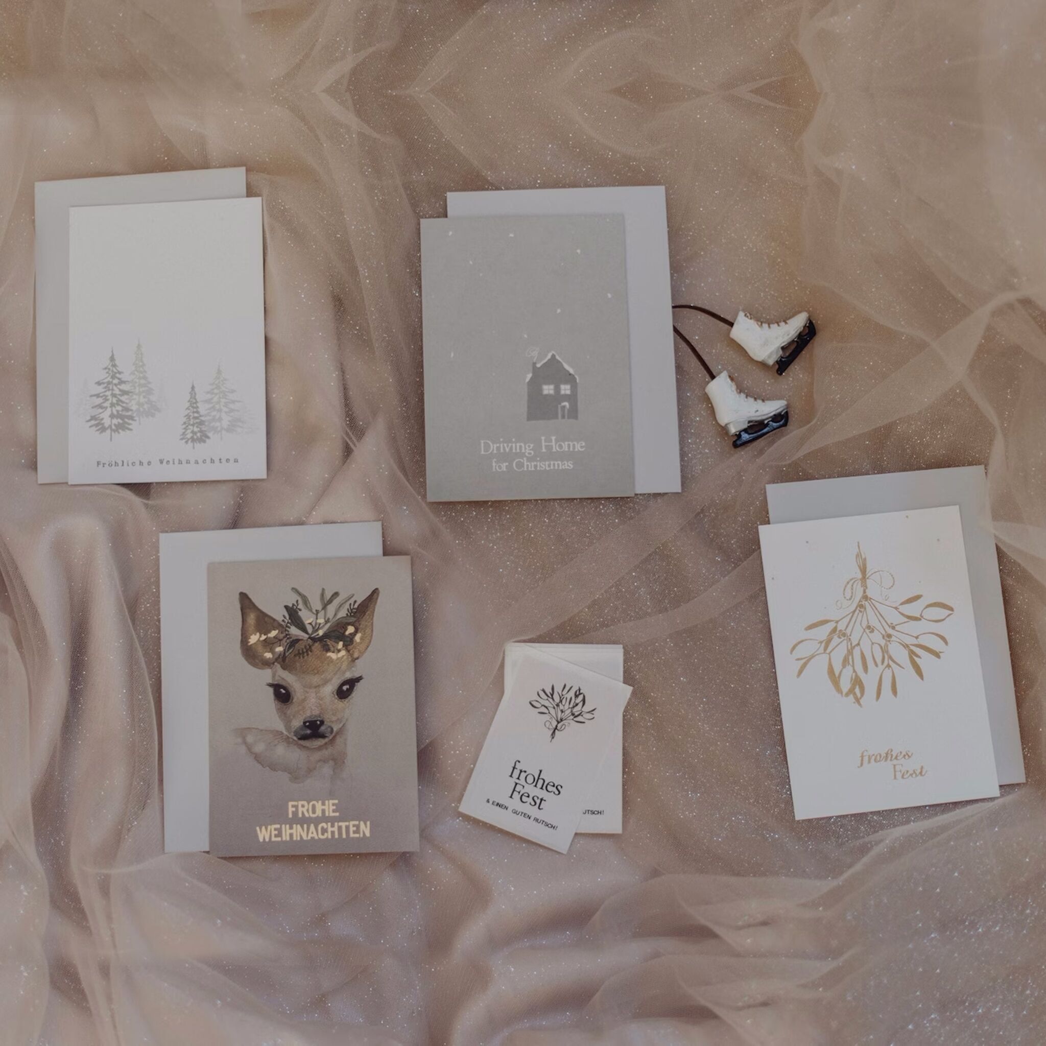 Veredelte Weihnachtskarten 4er Set