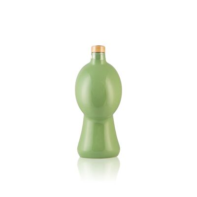 Orcio Verde oliva monocolore in ceramica con Olio Cirulli Extra Vergine d'oliva 500ml - Idea Regalo -