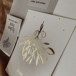 Set de cartes de Noël raffiné « Gui avec or »