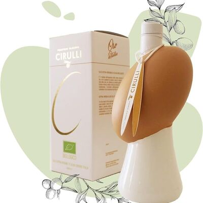 Tongefäß aus Keramik mit Cirulli-Olivenöl Extra Vergine 500 ml – Geschenkidee –