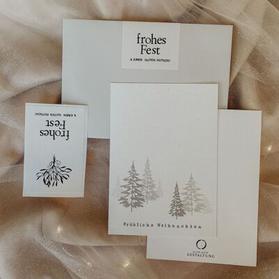 Refined Christmas card set “Fir trees”