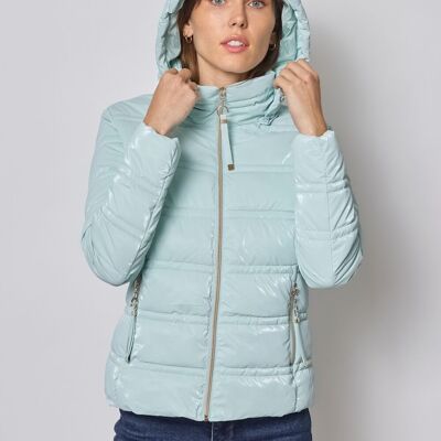 Shiny down jacket with hood-1830