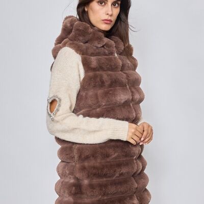 Fur coat - long sleeveless hooded