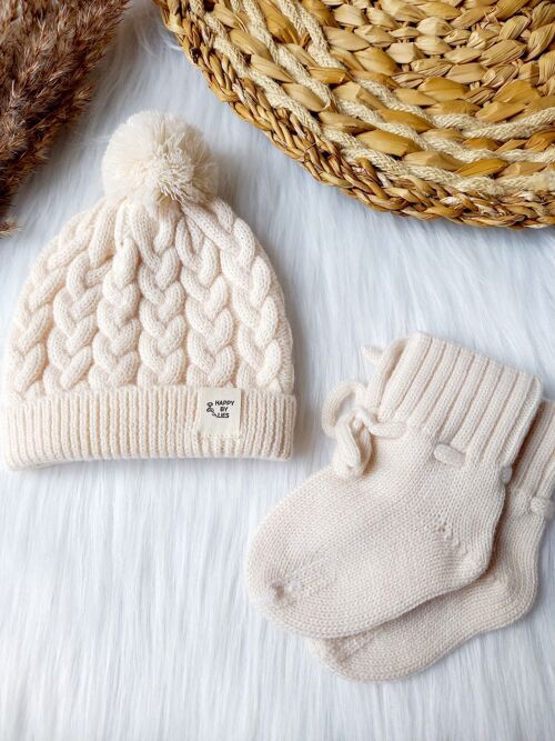 Merino baby hat cream